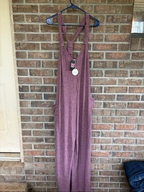 Mauve Knit Wide-Leg Jumpsuit with Knotted Straps
